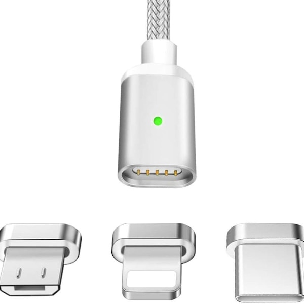 LAMA Magnetisk USB-C Ladingkabel (3 stk 1,5M) Magnet Sølv KLB