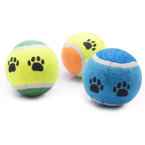 3-pack gummihundtennisbollar för lek och träning (slumpmässig färg)