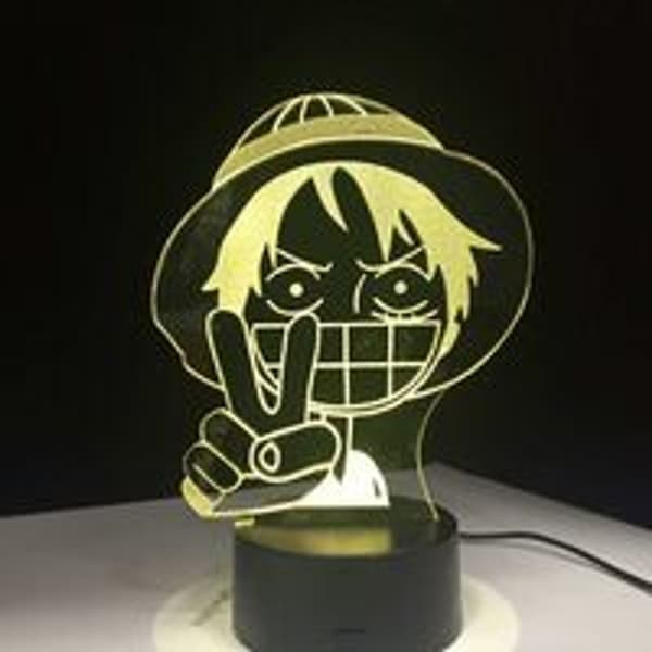 3D LED Touch Switch Nattlampa One Piece Luffy Lamp KLB
