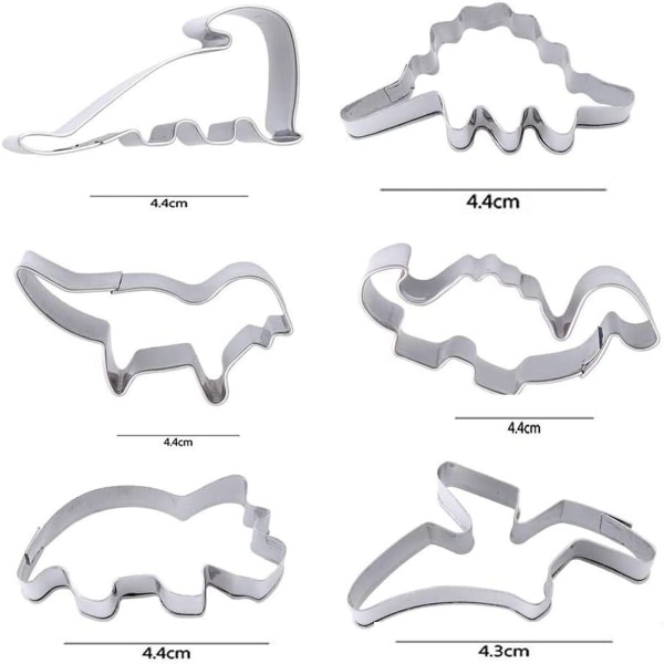 Sevenhope 6-pack ruostumattomasta teräksestä valmistettuja dinosauruksen muotoisia keksileikkuria KLB