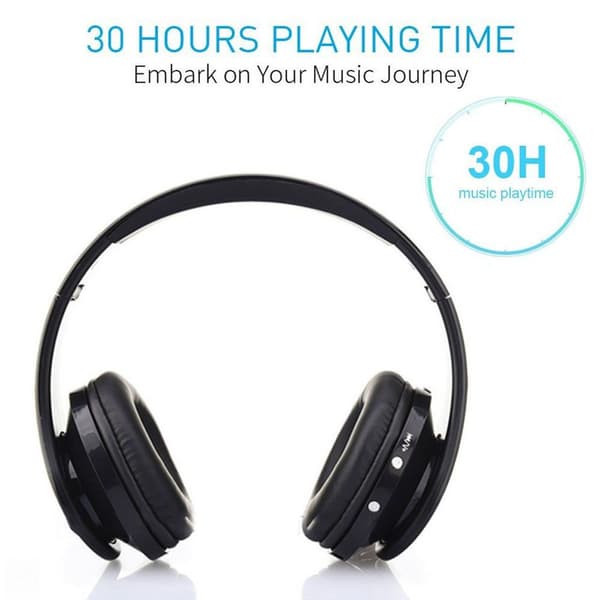 Bluetooth trådløse hovedtelefoner, over-ear headset med sort