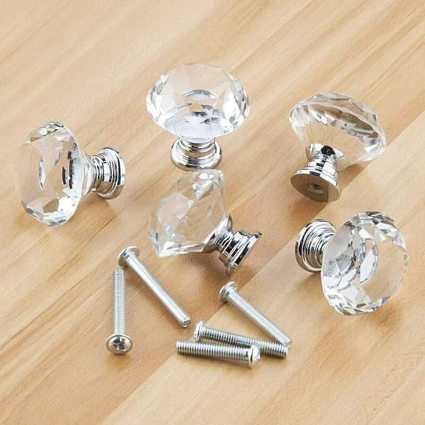 12 stk. Krystalgreb til skab, skuffe og dør