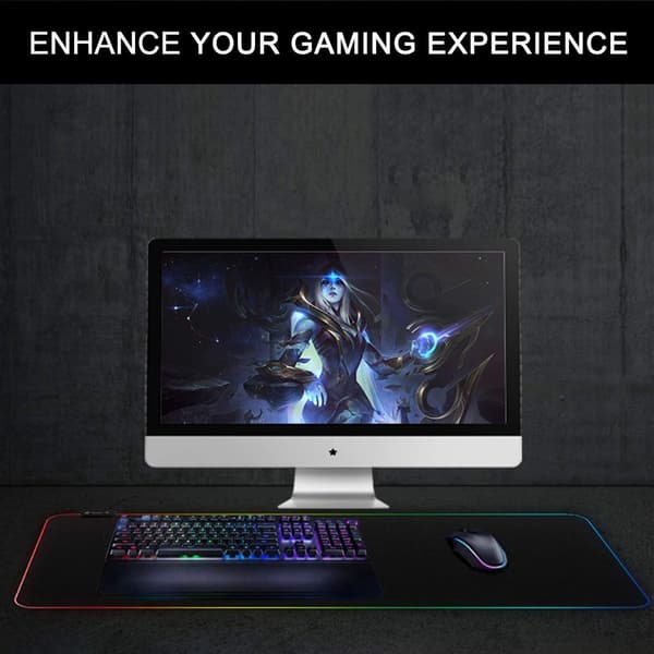 REAWUL RGB Gaming Musematte Stor - 7 LED-farger 14 Lysmoduser Gaming