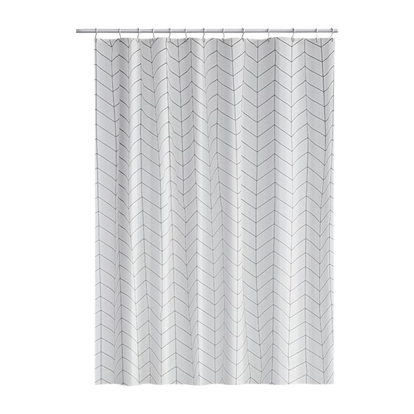 Bruseforhæng, 180x180 cm (71x71 tommer) | Polyester (sildebensmønster, enkeltpakning) til badekar og badeværelse, vaskbar, anti--