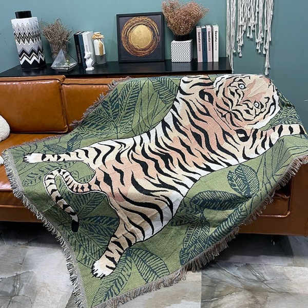 Soffa filt tecknad tiger Sherpa filt varm mjuk & fluffig fleece filt som sofföverdrag