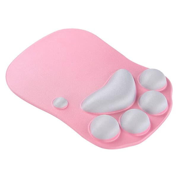 Musematte med kattepote og håndleddstøtte - Myk silikonhåndleddstøtte - Rosa