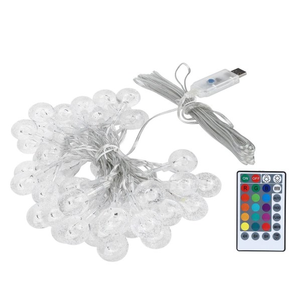 5m 50 LED-ljusslinga Vattentät RGB + WW Fjärrkontroll Boll KLB