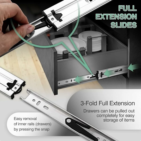 Pcs sklier for skuffer, skuffeskinne, skuffeskinne, kulelagerskinner DIY skuffeskinne glidende skuffebrett demper skuffeskinner KLB