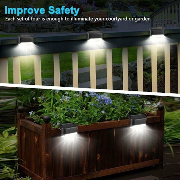 4-pack solcellslampor för utomhusbruk, LED-solcellslampor för trappsteg,