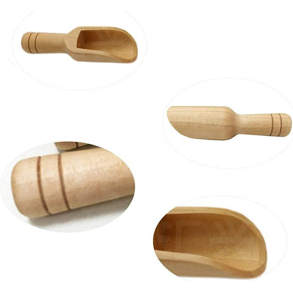 6 st Mini Träskedar, Små Badsaltskedar Träskedar, för Kryddor, Matlagning, Sked, Köksredskap, Mjölk, Kaffe, Te, Godis, Mini Mjöl Salt