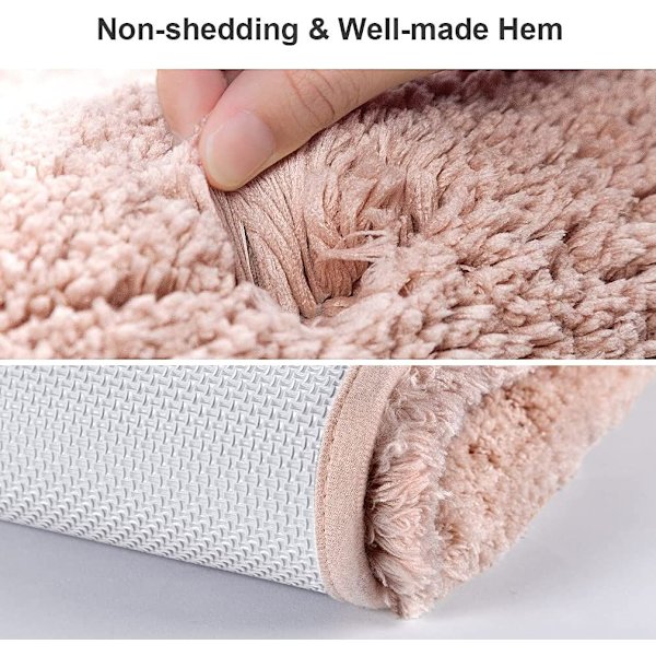 Skridsikker toilet kontur måtte fortykket toilet måtte absorberende toilet måtte ultra blød mikrofiber badeværelse tæppe, hurtig tørring, maskinvaskbar-50x60cm (Pink)