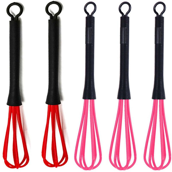 Visppaket med 5 plastvispar, 2 röda + 3 rosa