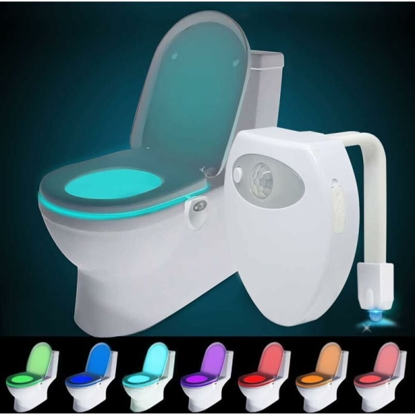 Genopladelig LED-toiletlampe, 8 farver, til WC-badeværelse/Casle-spand/toilet/skab/vask/hoteller, cafeer KLB
