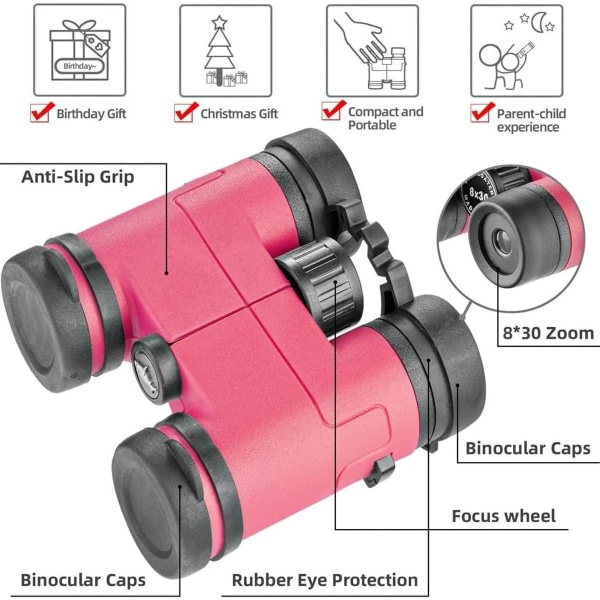 Kompakta, vattentäta och stöttåliga kikare för barn, leksaker, presenter till KLB