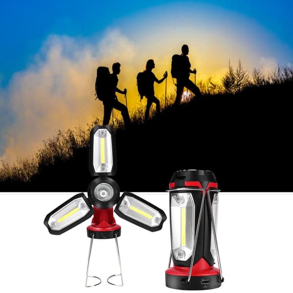 USB-ladbart LED teltlampe, bærbar COB-lampe for camping KLB