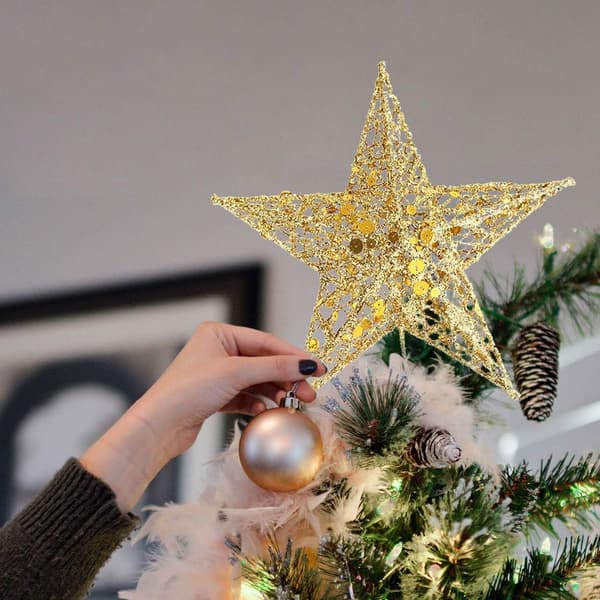 Juletræ stjerne blonde, glitter, guld KLB