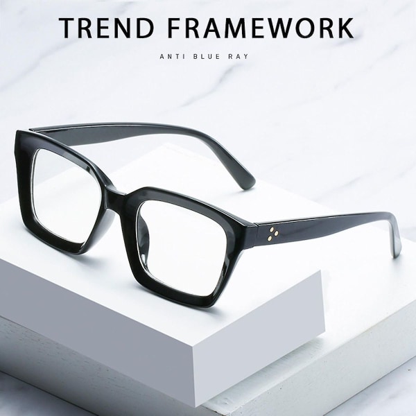 100; Gennemsigtige vintage læsebriller, stilfuld tyk rektangulær kant 0-300 KLB