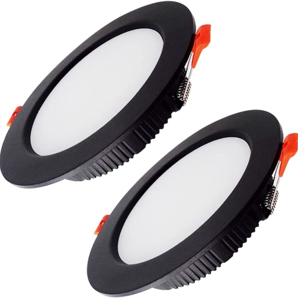 Ultra-flade sorte LED-nedlys, 7 W runde LED-nedlys, IP44