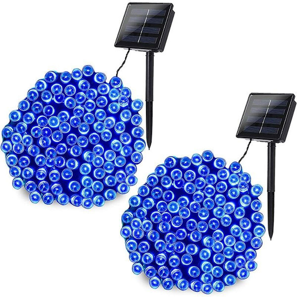 2 pakker] Utendørs solcellelyssnor 22m 200 LED solcellelyssnor