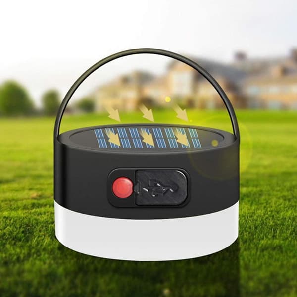 1 oppladbar camping solcellelykt, bærbar mini LED solcellelykt, 2000mA
