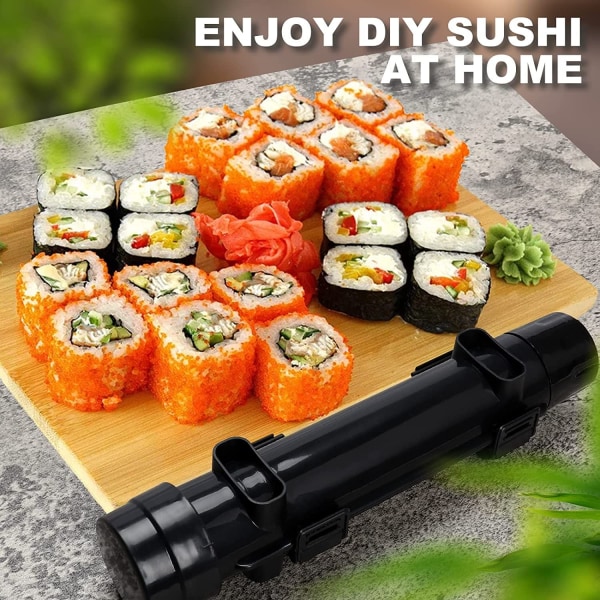 Sushi-kone (27*6cm Musta), Sushi Bazooka, DIY Sushi-valmistuslaite Vihanneksille, Lihalle, Rullaustyökalu, Keittiötarvikkeet, Sushi-työkalu