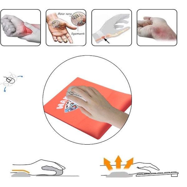 Silikonmusmatta med handledsstöd, ergonomisk musmatta. Stå upp, en katt