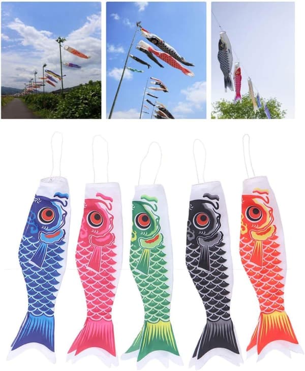 5 st. Japanska Karpfiskar Vindstrumpor Flagga Drakar