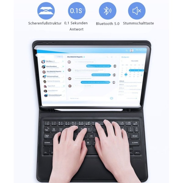 Janolty-tastatur for ny iPad Pro 12.9 2021/2020/2018, QWERTZ opplyst