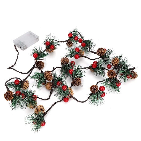 2m 20LED julelys med kongler til julekrans KLB