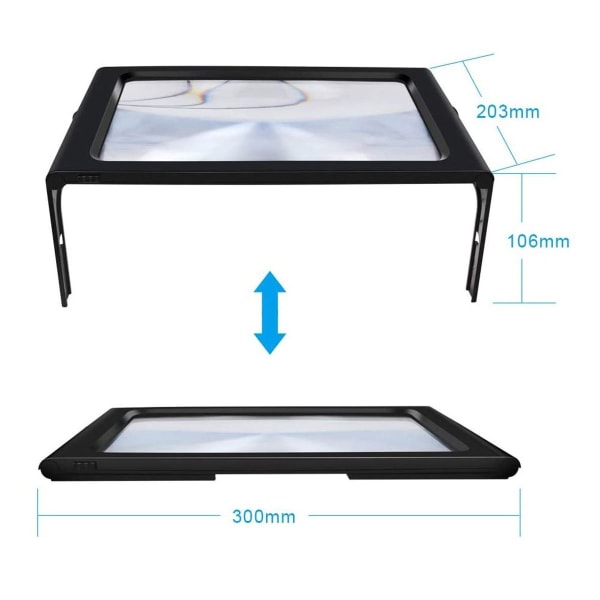 Suurennuslasi valolla, 3x suurentavat lukusuurennuslasit lukulaite A4 12 LED-valolla - KLB