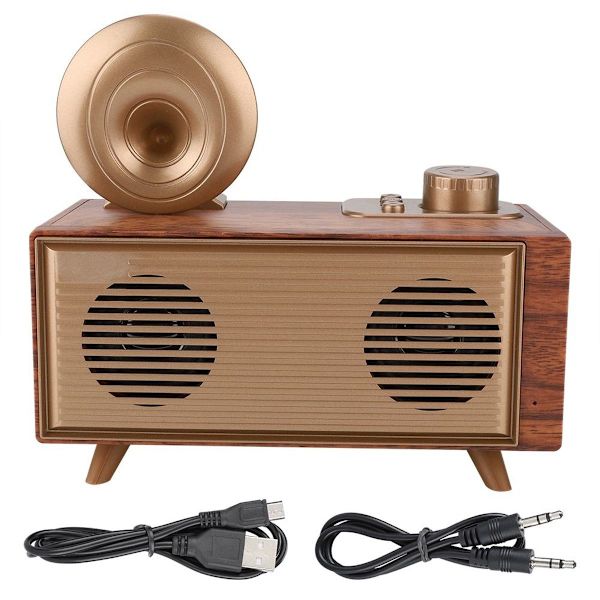 Wisenovo AS50 Bärbar Retro Trä Trådlös Dubbelhögtalare KLB
