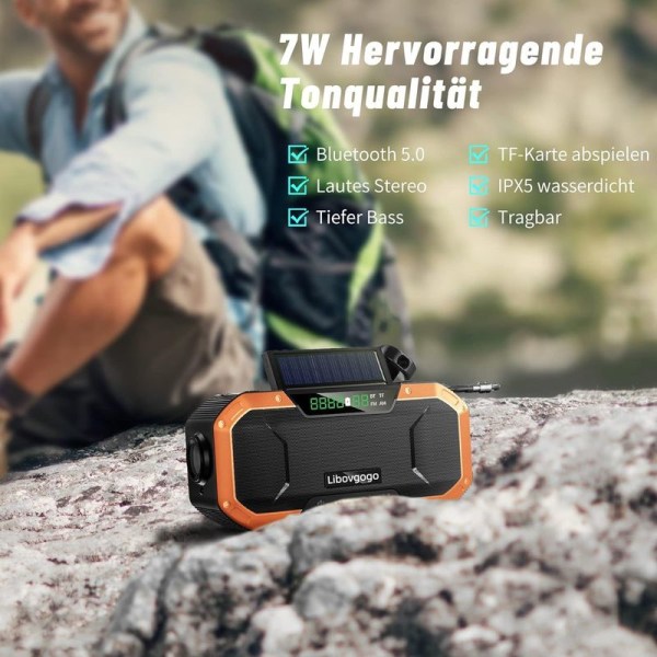 Nødradio Sprutsikker Bluetooth-høyttaler Bærbar