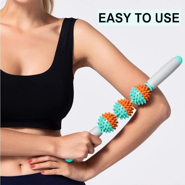 Fasciemassasjevals for cellulitter, muskelvalsestang, fettfrigivelse, oransje, tre kuler