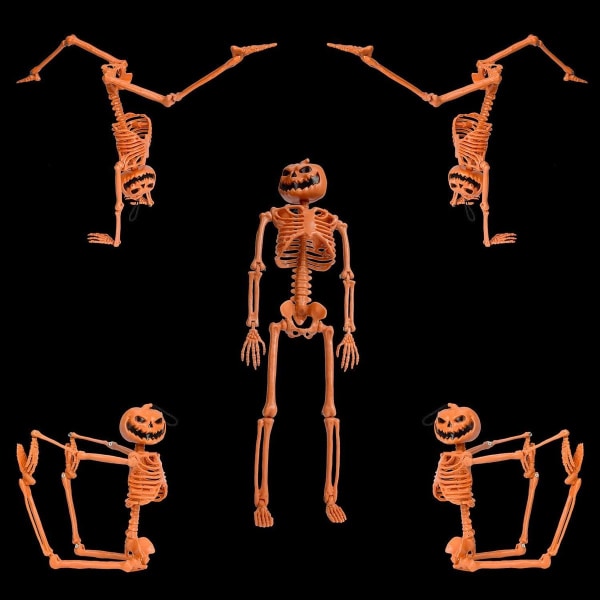 15,7'' Poseable Halloween Skelet - Græskarhoved Fuld Krop Halloween Skelet KLB