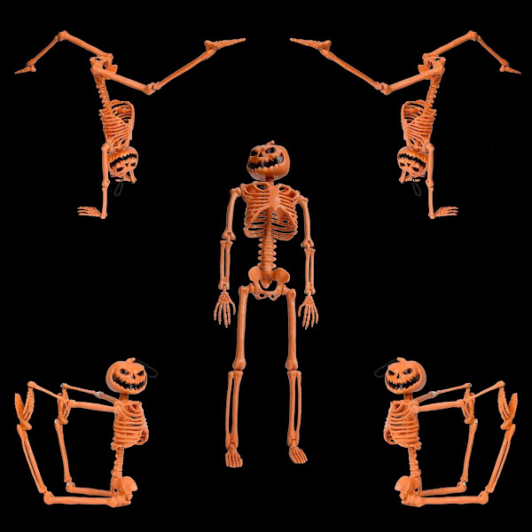 15,7 tuuman taipuisa Halloween-luuranko - Kurpitsapää Koko vartalon Halloween-luuranko KLB