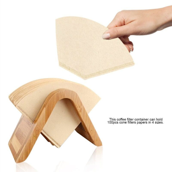 Kaffeholder i bambus, roterende kaffeholder i bambus til kaffefiltre, opbevaringshylde til kaffefiltre, dispenser til kaffefiltre, dispenser til kaffefiltre, KLB