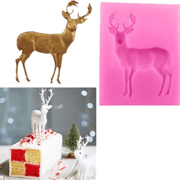 2 stk. Julehjorte silikoneform til fondantkage chokolade