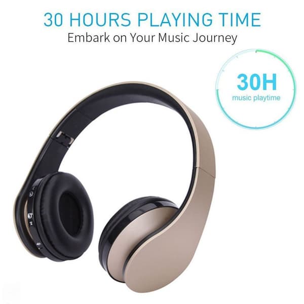 Trådløse Bluetooth-hodetelefoner, over-ear-headset med gull