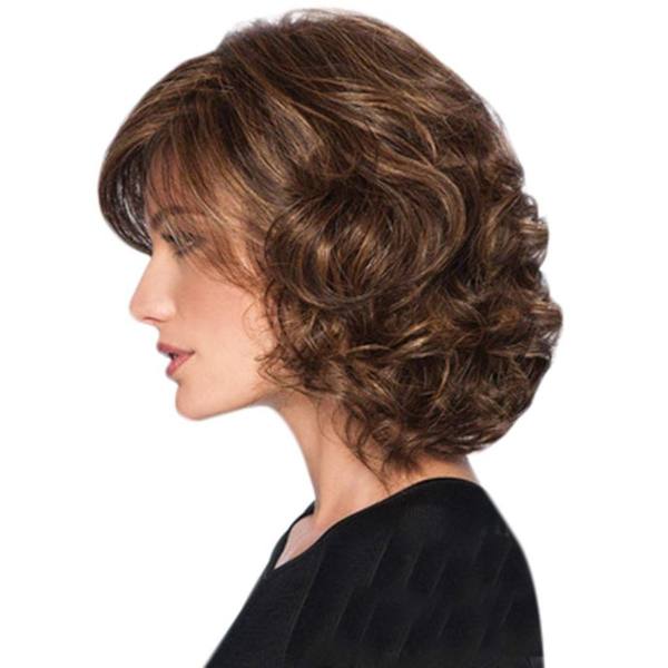 Parykk Lace Front Curl Brun, Kvinners Shaggy Kort Krøllete Hår