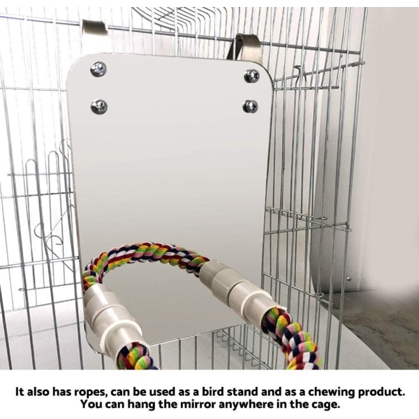Rustfrit stålfuglestand, papegøjesvingburlegetøj fuglebomuldsrebholder til Amazon grå papegøje Conure