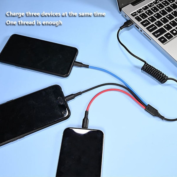 Multiladdningskabel nylon flätad multipel USB snabb 1,2 meter