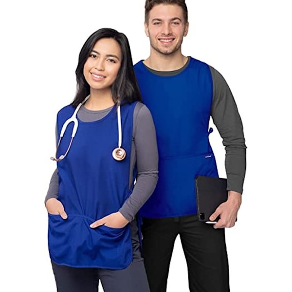 Universal unisex skomagerforklæde, frakke med lomme, blå