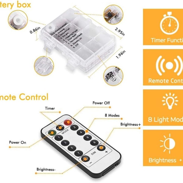 Batteridrivna ljusslingor, ECOWHO 10,5M 100 LED varmvit batteridriven KLB