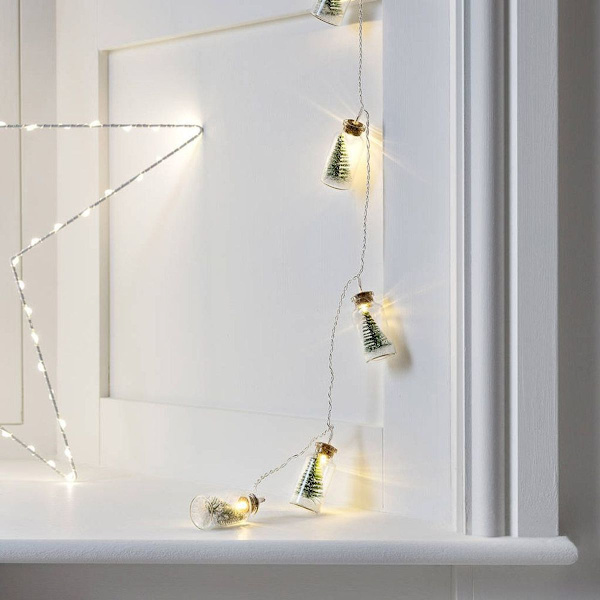 Julgransglasflaska ljusslinga med 10 LED KLB
