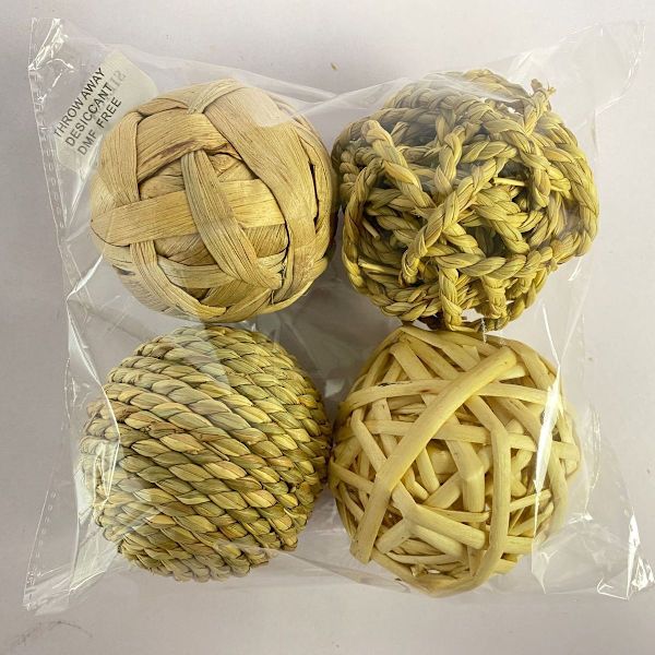 4-pack tuggbollar för smådjur, rottingbollar, kaninboll, leksaksboll för KLB