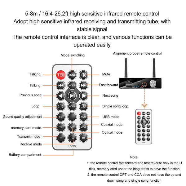 Digital til analog lydkonverter Bluetooth 5.3 mottaker KLB