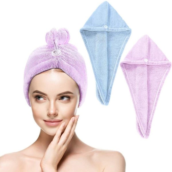 Buluri turbanhåndklæde, pakke med 3 mikrofiber hårindpakninger, superabsorberende hurtig
