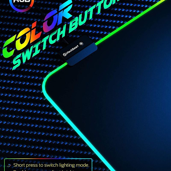 RGB Gaming Musematte Stor Utvidet Myk LED Musematte
