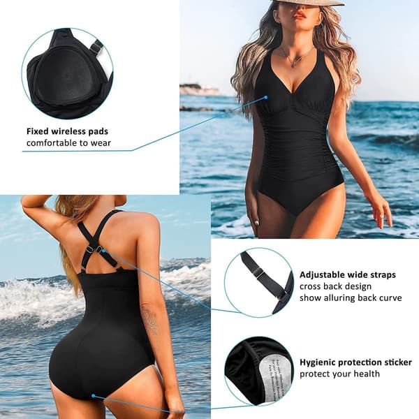 Baddräkt Monokini Tummy Control Slankning V-ringad baddräkt