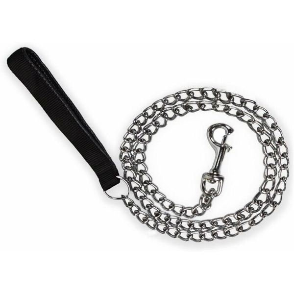 Robust hundekjede i stål med PU-håndtak, 120 cm